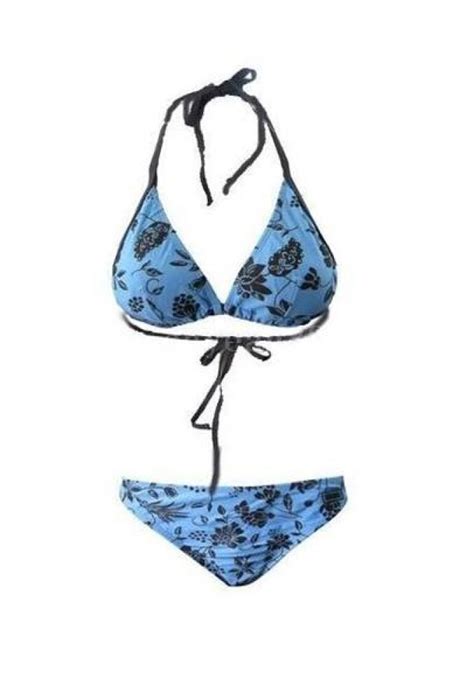 Damen Neckholder Bikini Set Badeanzug Sexy Blau Blumen Strand Monokini Gr E L Ebay