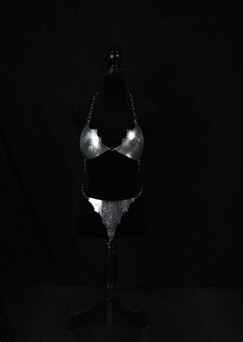 Obsidian Hammered Bat Armor Bikini Set Chains Of Metal