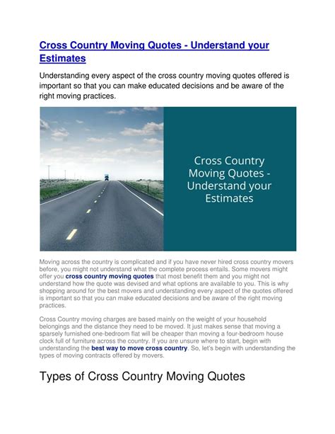 Ppt Cross Country Moving Quotes Understand Your Estimates