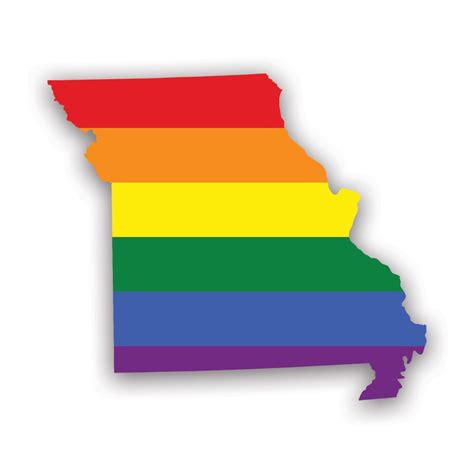 Missouri State Shaped Gay Pride Rainbow Flag Sticker Decal Self Adhesive Vinyl Weatherproof