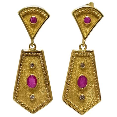 Georgios Collections 18 Karat Yellow Gold Etruscan Style Ruby Drop