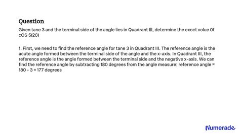 Solved Given Angle Î¸ And The Terminal Side Of The Angle Lies In