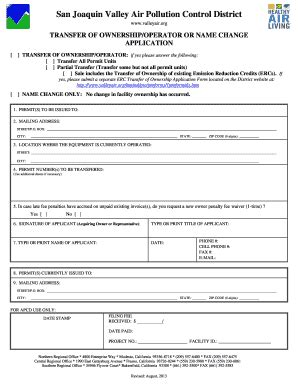 Fillable Online Valleyair T O Application Form San Joaquin Valley Air