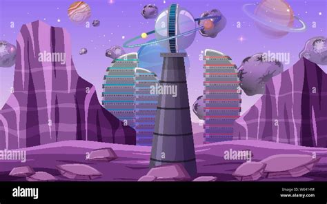 City in space scene illustration Stock Vector Image & Art - Alamy