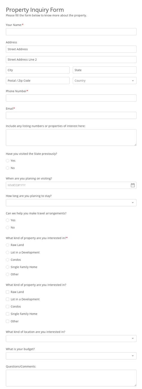 Free Inquiry Form Templates 123formbuilder