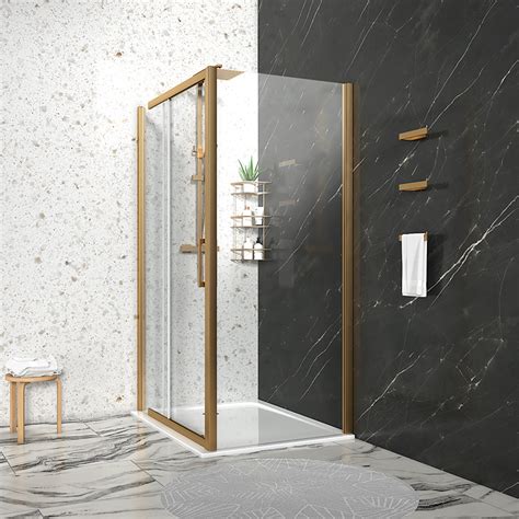 Odessa Brushed Gold 1200 Sliding Shower Door Buy Online At Bathroom City