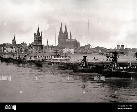 Vintage 19th century photograph: View of the city of Cologne Koln from ...