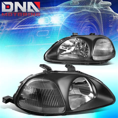 For Honda Civic Ek Ej Em Black Housing Clear Corner Headlight