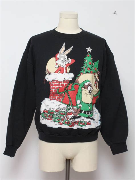 80s Bugs Bunny And Tazmanian Devil Ugly Christmas Sweatshirt Late 80s