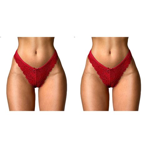 Wijhcboe 2 Pack Women Lingerie Panties Satin Sexy Floral Lace Mesh Seamless Underwear Pack
