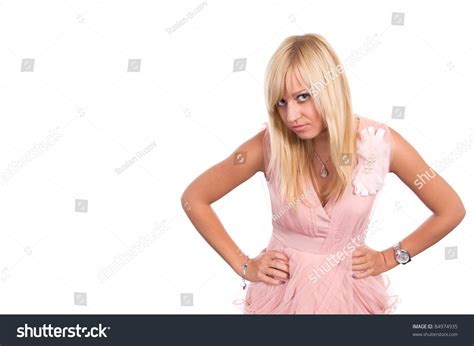 Cute Blonde Posing On White Background Stock Photo 84974935 Shutterstock