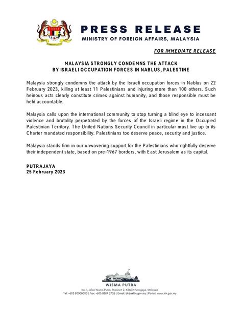 Wisma Putra On Twitter Press Release Malaysia Strongly Condemns The