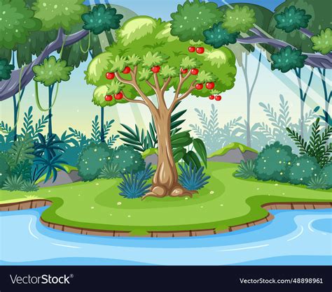 Garden Of Eden A Lush Paradise With Central Vector Image