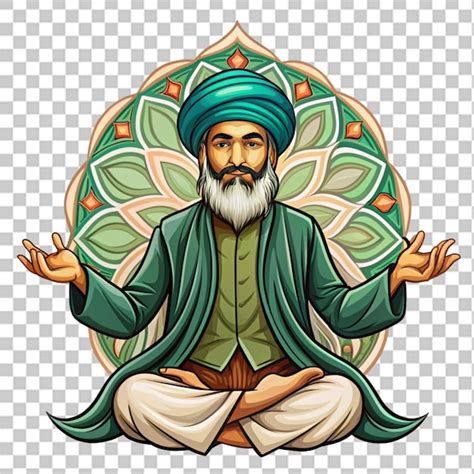 Trendy Sufi Mystic Logo Concept On Transparent Background Premium Ai