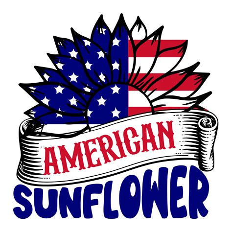 American Sunflower Svg 4th Of July Svg America Svg Usa Fl Inspire