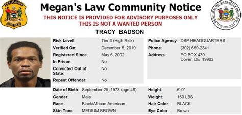 Homeless Sex Offender Notification Delaware State Police State Of