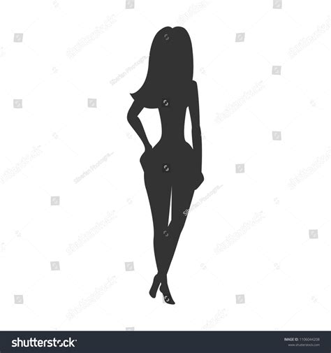 Silhouette Seductive Naked Woman Vector Illustration Stock Vector Royalty Free