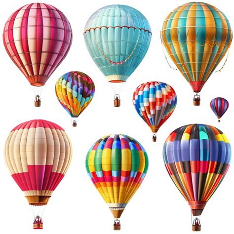 Premium Photo Set Of Colorful Hot Air Balloons Isolated On White