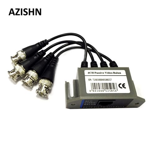 Azishn 4ch Hd Passive Video Balun Transceiver Bnc To Utp Rj45 Cctv Via Twisted Pairs For