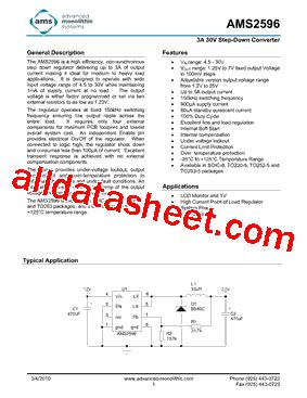 AMS2596M Datasheet PDF Advanced Monolithic Systems