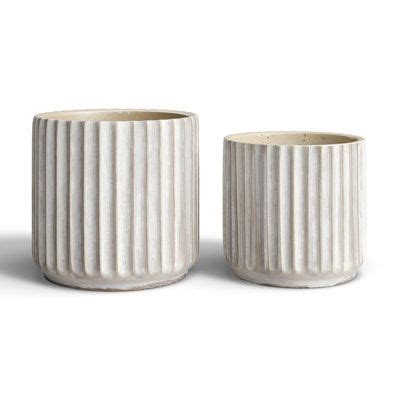 Birch Lane Travers Piece Cement Pot Planter Set In White H