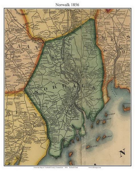 Norwalk 1856 Old Town Map With Homeowner Names Connecticut Reprint Fairfield Co Ct Tm Etsy