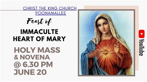 Feast Of Immaculate Heart Of Mary Holy Mass And Novena 630 Pm Youtube