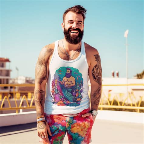LGBTQ Bear Pride Merman Tank Top Gay Bear Underwater Fantasy Apparel Etsy
