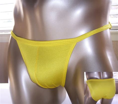 Ra Hot Sexy Men String Bikini Shiny Swim Tricot Yellow