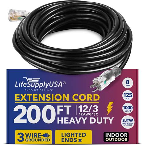 Lifesupplyusa 200ft Outdoorindoor Extension Cord Waterproof 3 Prong
