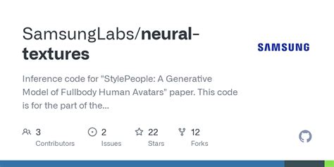 Github Samsunglabsneural Textures Inference Code For Stylepeople