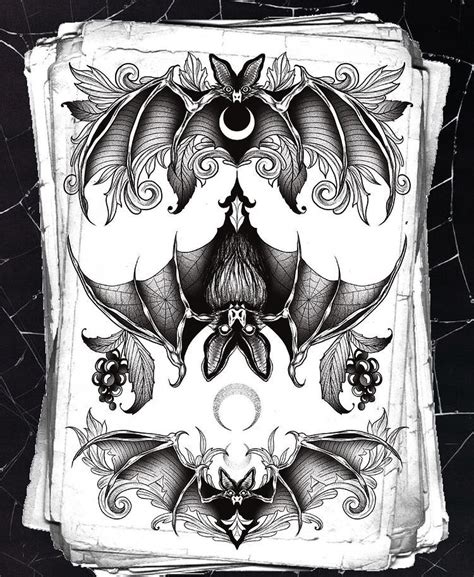 spooky bat tattoo design