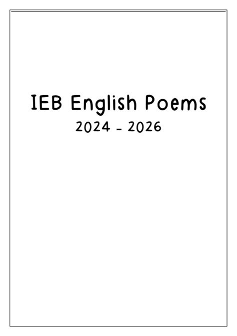 Summary IEB Poems 2024 English Home Language Stuvia SA