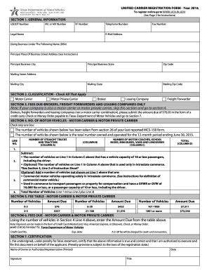 Fillable Online Txdmv UCR B2016 2016b Unified Carrier Registration