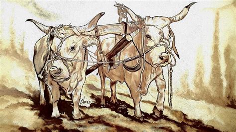 Oxen On A Yoke Painting By Loraine Yaffe Fine Art America