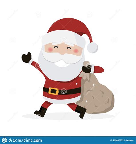 Santa Claus Holding A Bag Christmas Vector Illustration Stock Vector