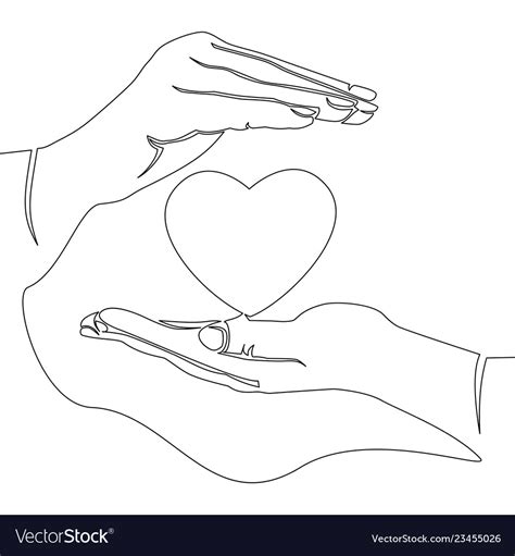 Continuous Line Hand Holding Heart Love Concept Vector Image