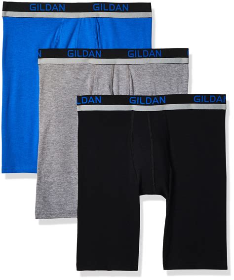 Gildan Mens Cotton Spandex Athletic Long Leg Boxer Briefs 3 Pack