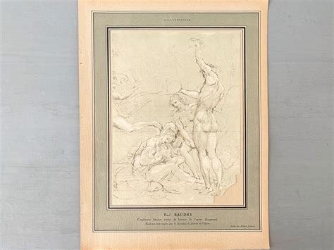 Rare Authentic French Vintage Classic Nude Drawing By Paul Baudry Reproduction Genuine Belle