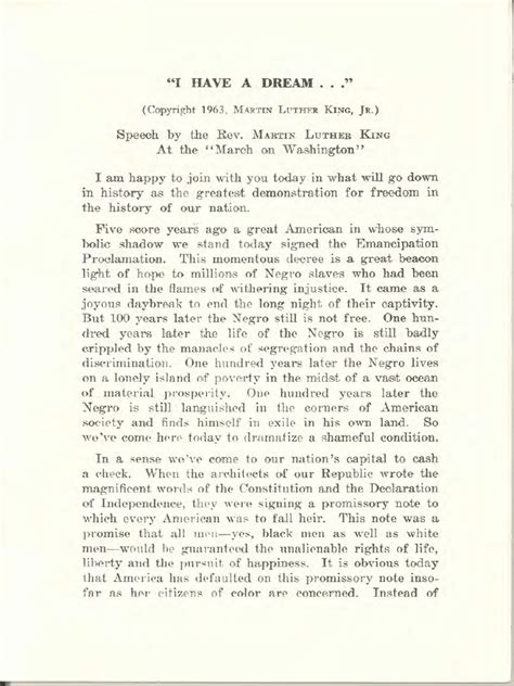 I Have A Dream Speech PDF | PDF | Justice | Crime & Violence
