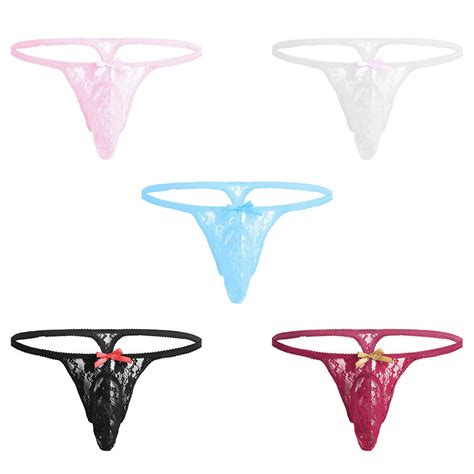 Mens Lace G String Sissy Pouch Panties Thong Bikini Briefs Underwear Lingerie EBay
