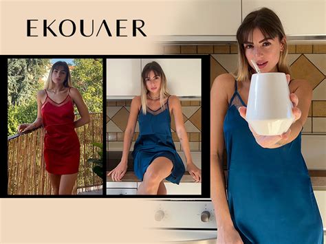 Ekouaer Womens Pack Silk Nightgowns Sexy Lingerie Sleepwear Satin Negligee Chmeise Nighty Mesh