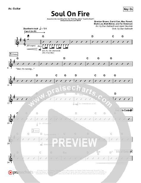 Soul On Fire Sheet Music Pdf Third Day Praisecharts