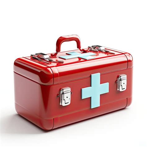 Premium AI Image | 3d red and white first aid kit box