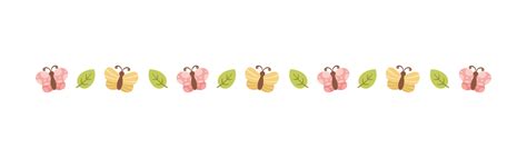 Cute Butterfly Separator Border Divider Spring Summer Nature Vector