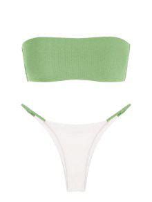 ZAFUL Textured Two Tone Tube String Bikini Swimwear In LIGHT GREEN ZAFUL 2025