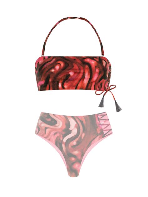 Bordowy top bandeau do kąpania góra od bikini z paseczkami Sklep Miss Lou