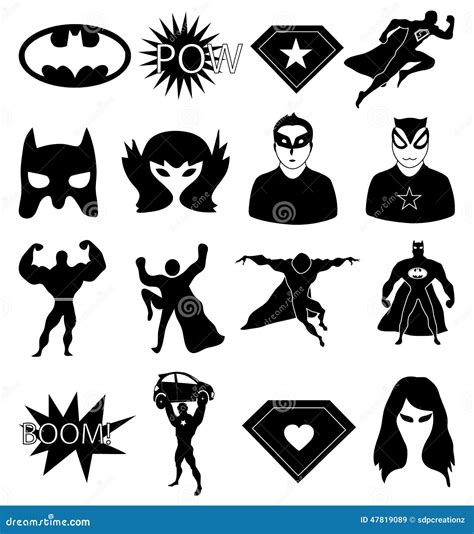 Superhero Icons Set Stock Illustration Illustration Of Stick 47819089