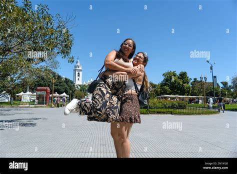 Mother And Daughter Latina Tourists Of Venezuelan Ethnicity On