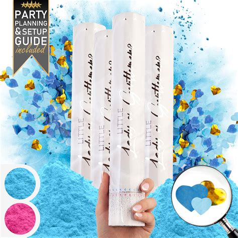 Premium Gender Reveal Confetti Cannon Set Of 4 Gender Reveal Powder